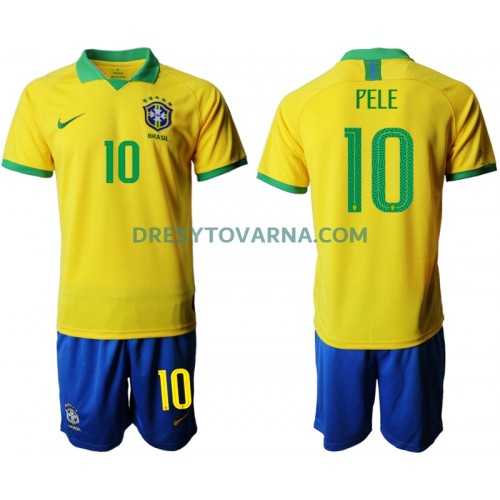 Dětský Fotbalový Dres Brazílie PELE 10 Copa America Domácí Dresy 2019 Dětský Fotbalový Dres Brazílie PELE 10 Copa America Domácí Dresy 2019